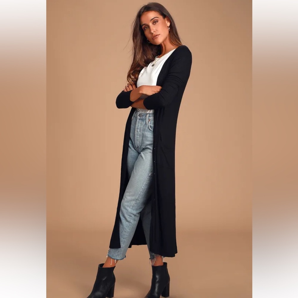 NWOT Graceful Ways Black Long Cardigan Sweater- Lulus